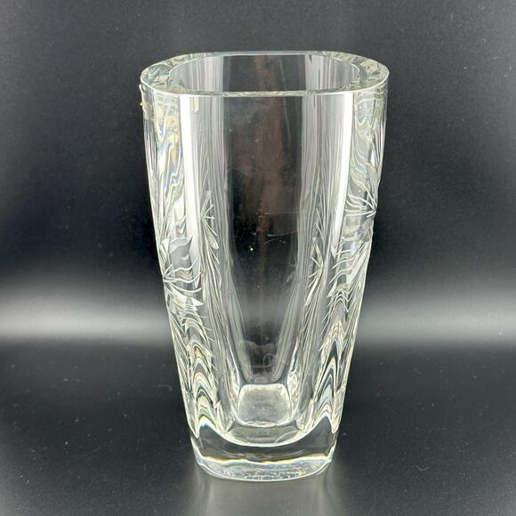Magnor Krystall Norway Clear Crystal Vase Cut Pinwheel 7" H Thick Walls VTG MCM - Picture 10 of 14